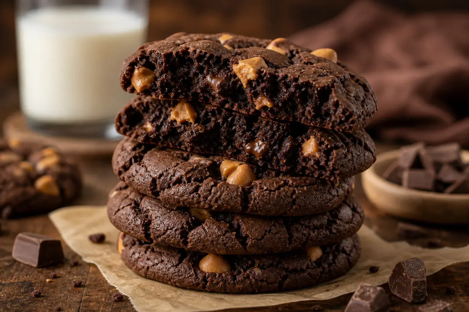 Image for: Decadent Hershey's Double Chocolate and Peanut Butter Chip Cookies