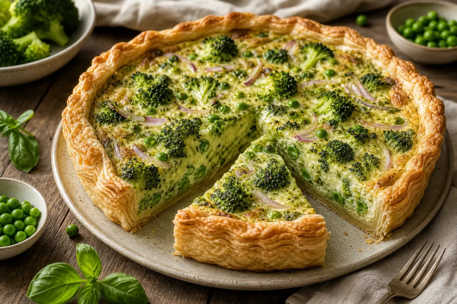 Image for: Pesto Quiche with Broccoli and Peas