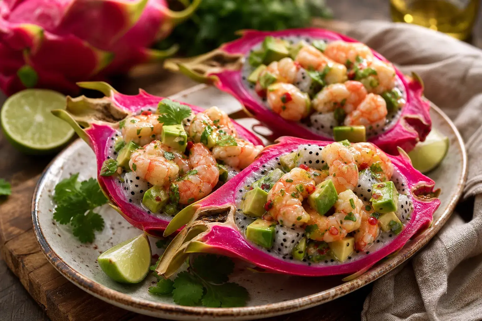 Image for: Exquisite Dragonfruit Shrimp Salad Boats
