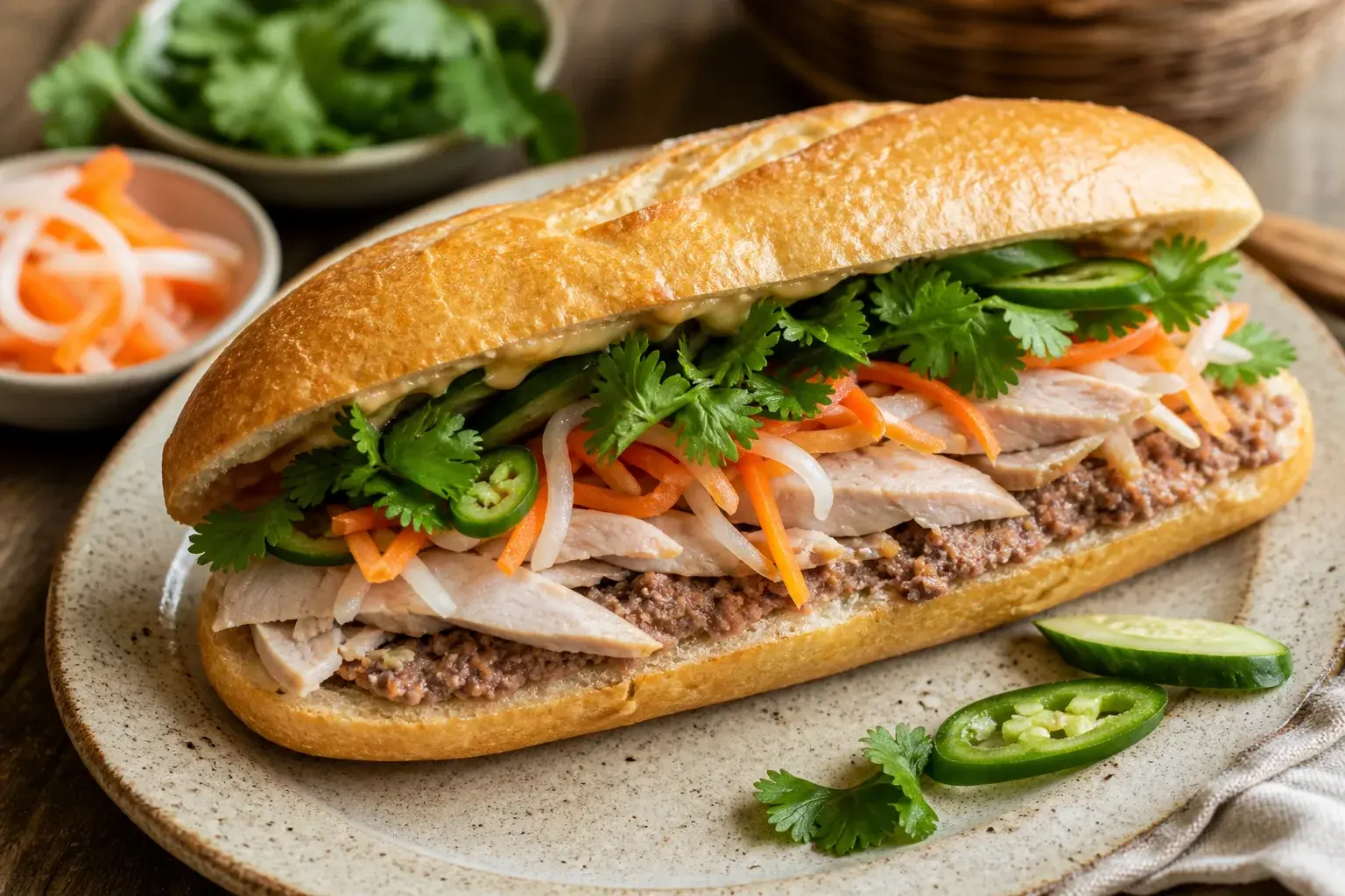 Image for: Turkey Bánh Mì With Liver Pâté And Pickled Vegetables