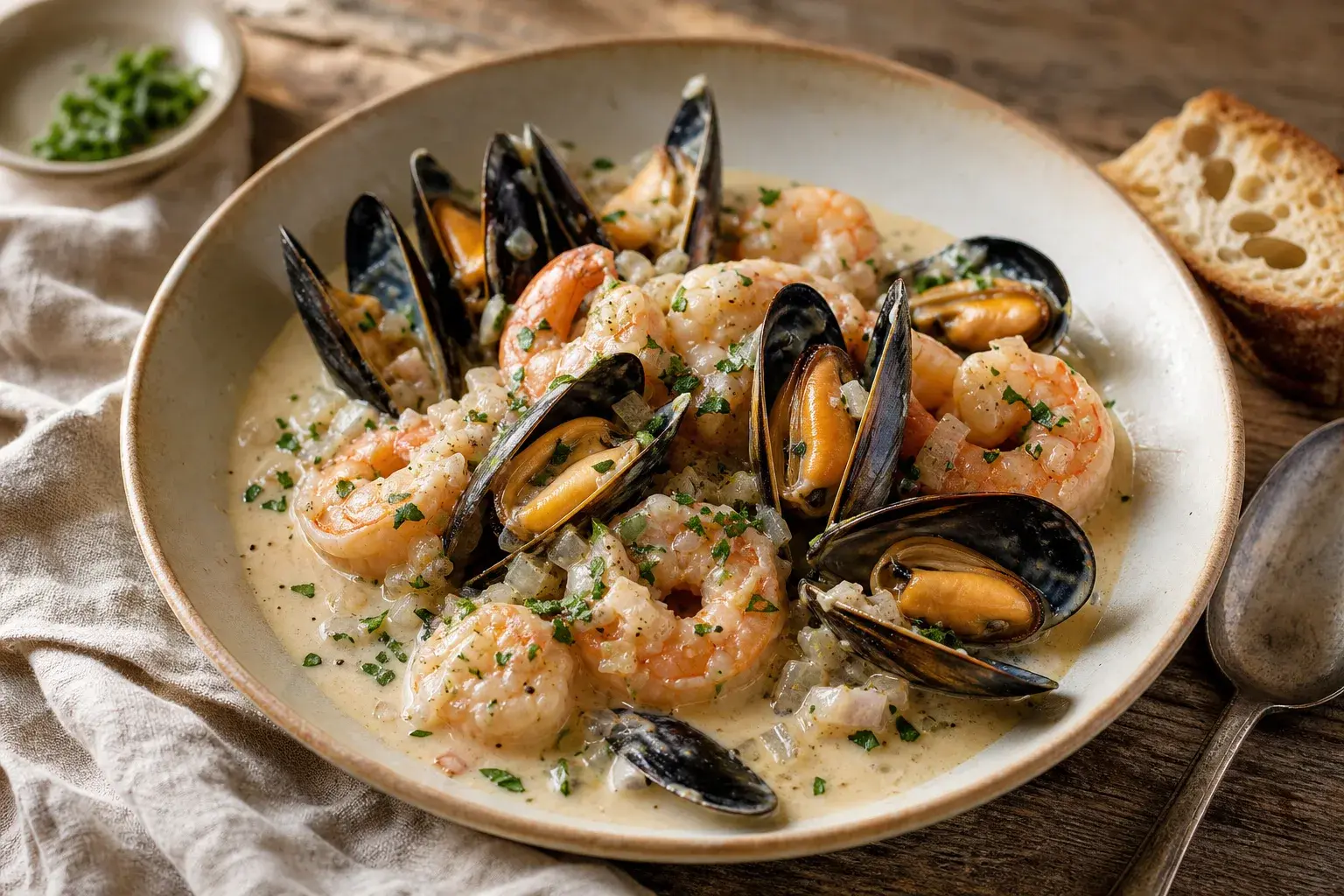 Image for: Creamy Shallot Shrimp and Mussels