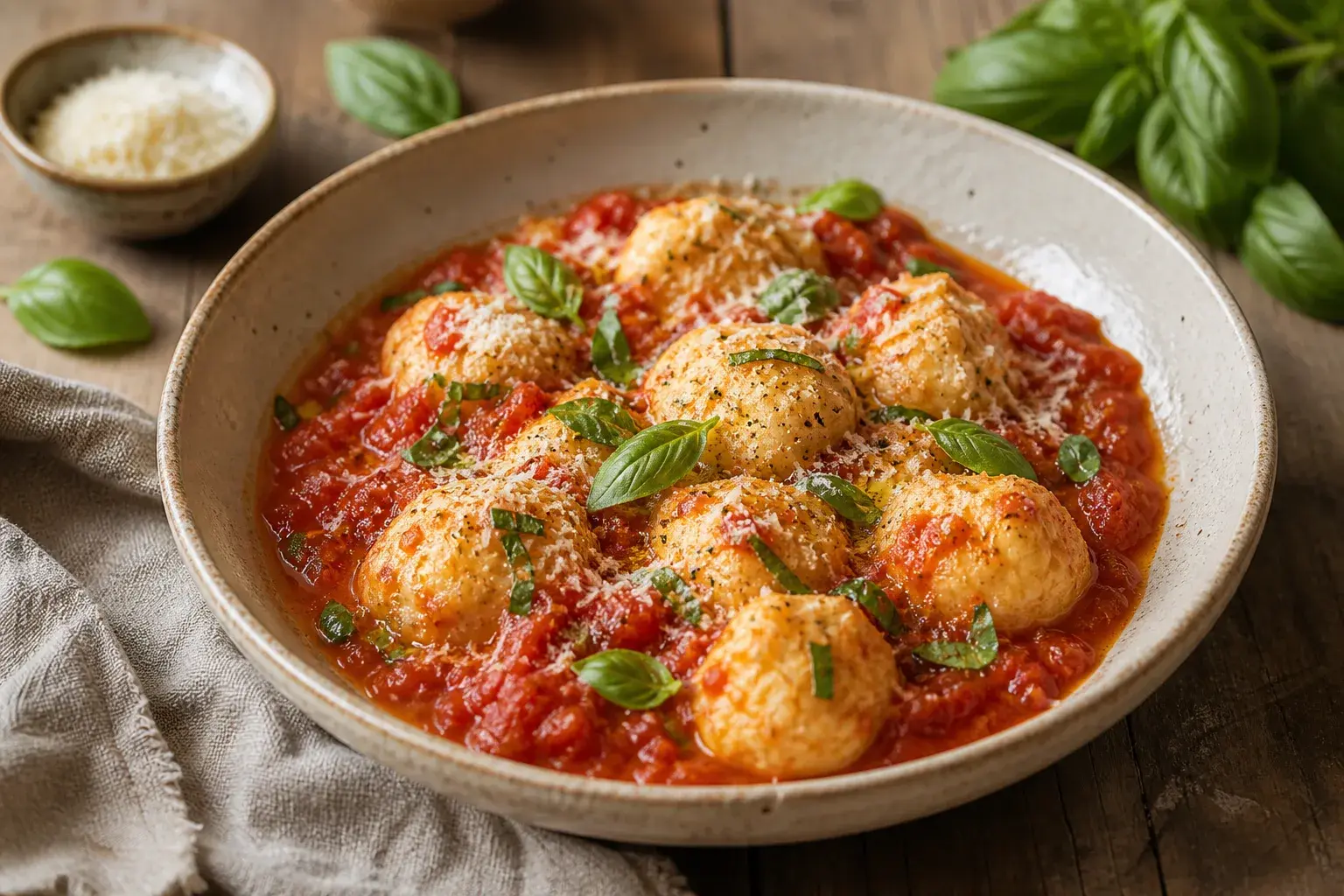 Image for recipe: Ricotta Cheese Dumplings in Tomato Basil Sauce