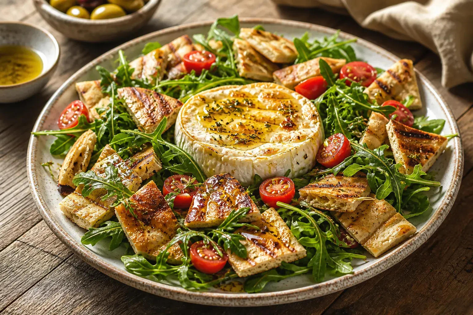 Image for: Grilled Turkish Bread Salad with Baked Cream Cheese