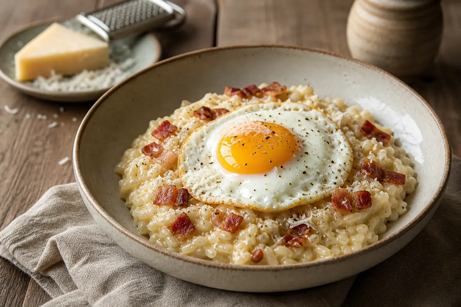 Image for: Pancetta & Parmesan Risotto with Sunny-Side-Up Eggs