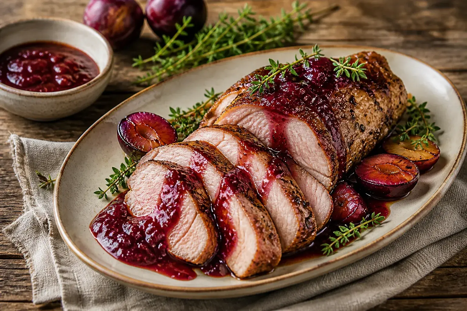 Image for: Elegant Roast Pork Tenderloin with Plum Barbecue Sauce