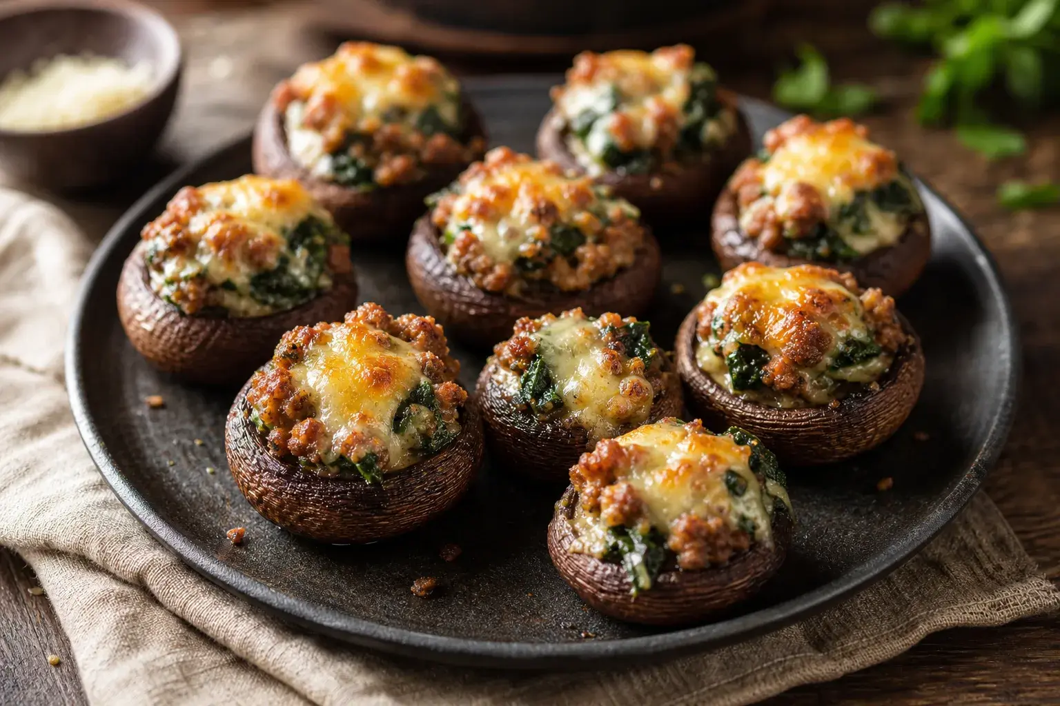 Image for: Gourmet Sausage, Spinach & Cheese Stuffed Mushrooms
