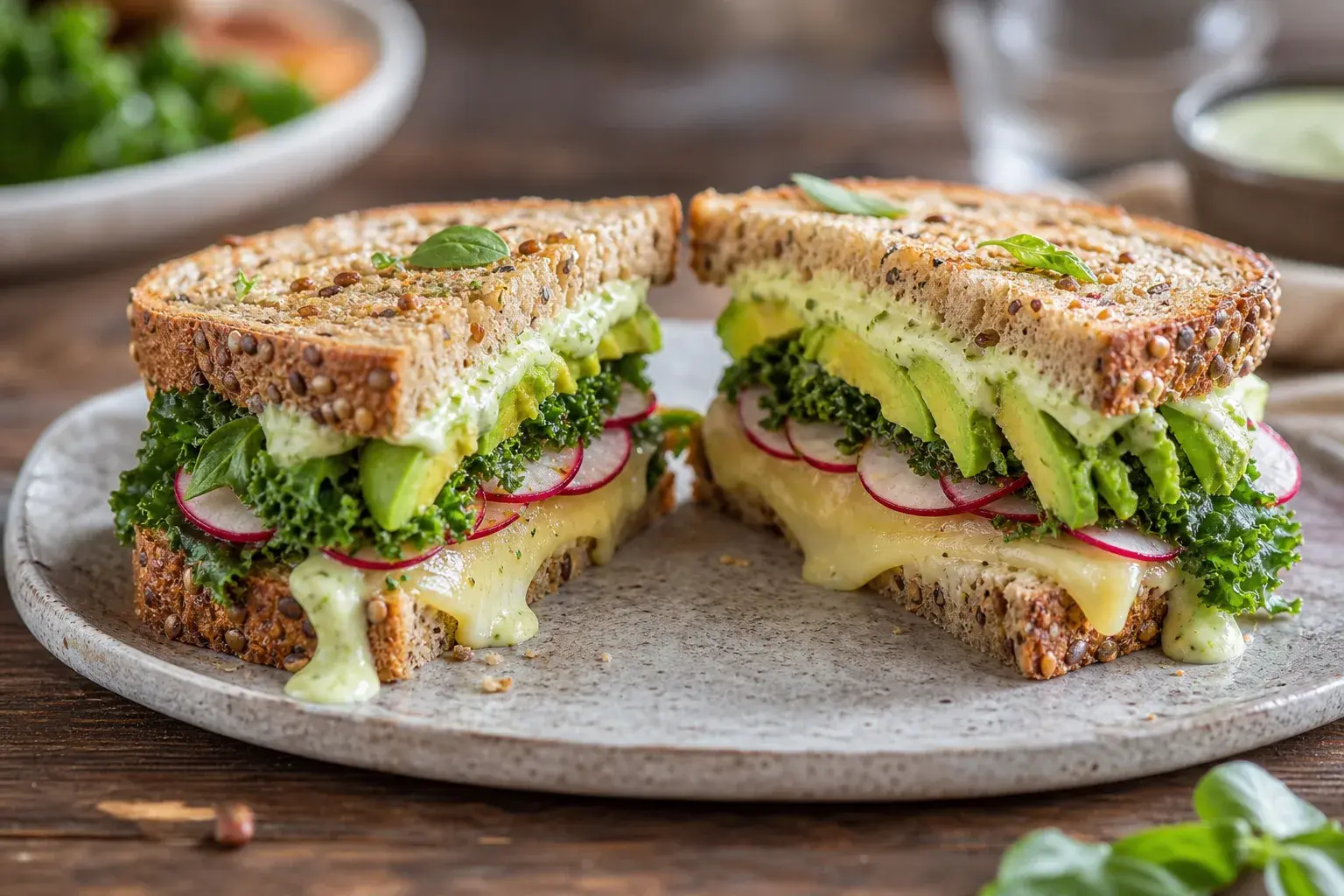 Image for: Avocado and Kale Salad Sandwich with Lemon-Basil Aioli