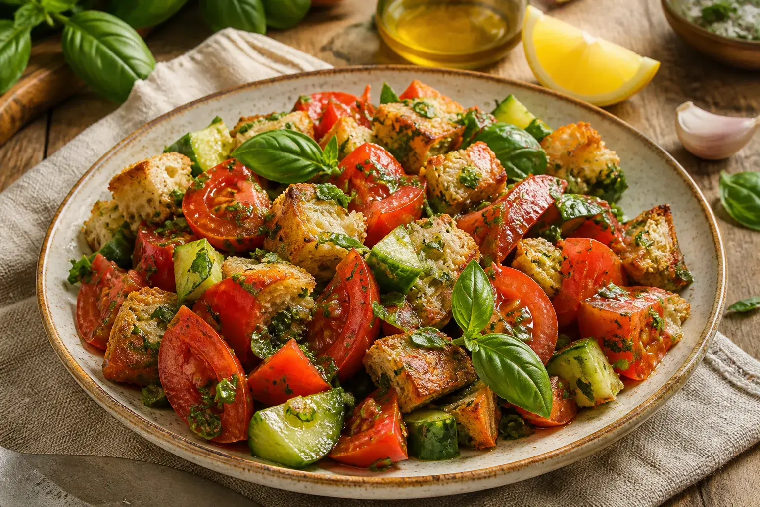 Image for: Basil & Garlic Gazpacho Panzanella