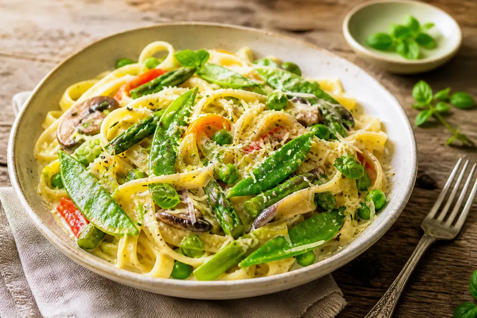 Image for: Creamy Snow Pea Pasta Primavera