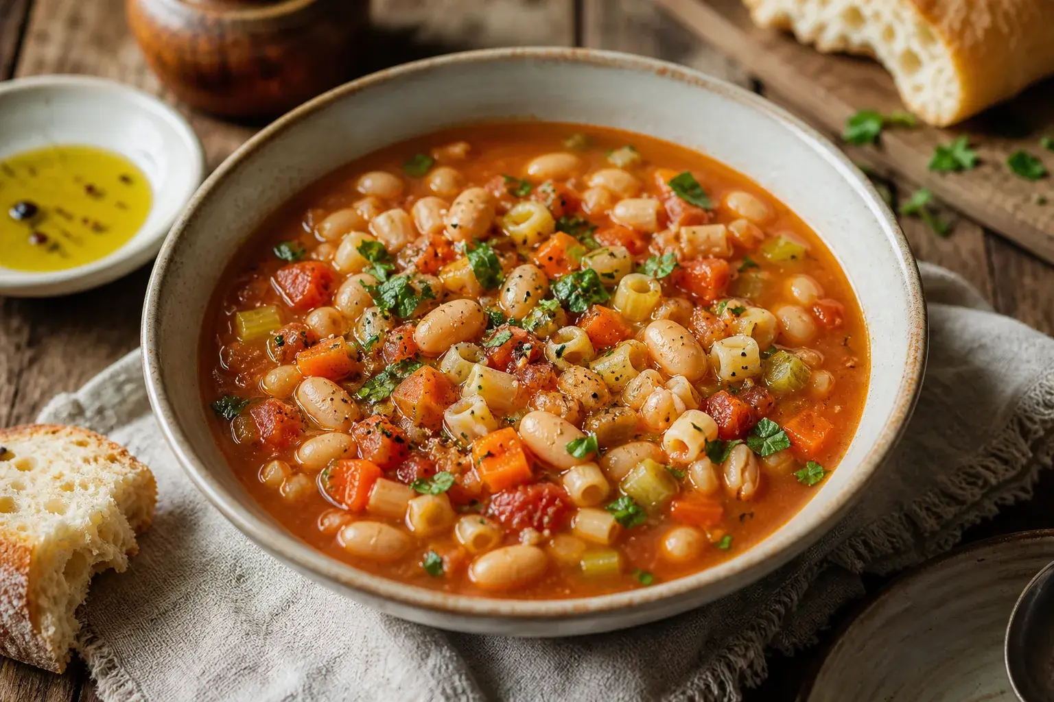 Image for: Healthy Pasta E Fagioli (Traditional Italian Pasta and Bean Soup)