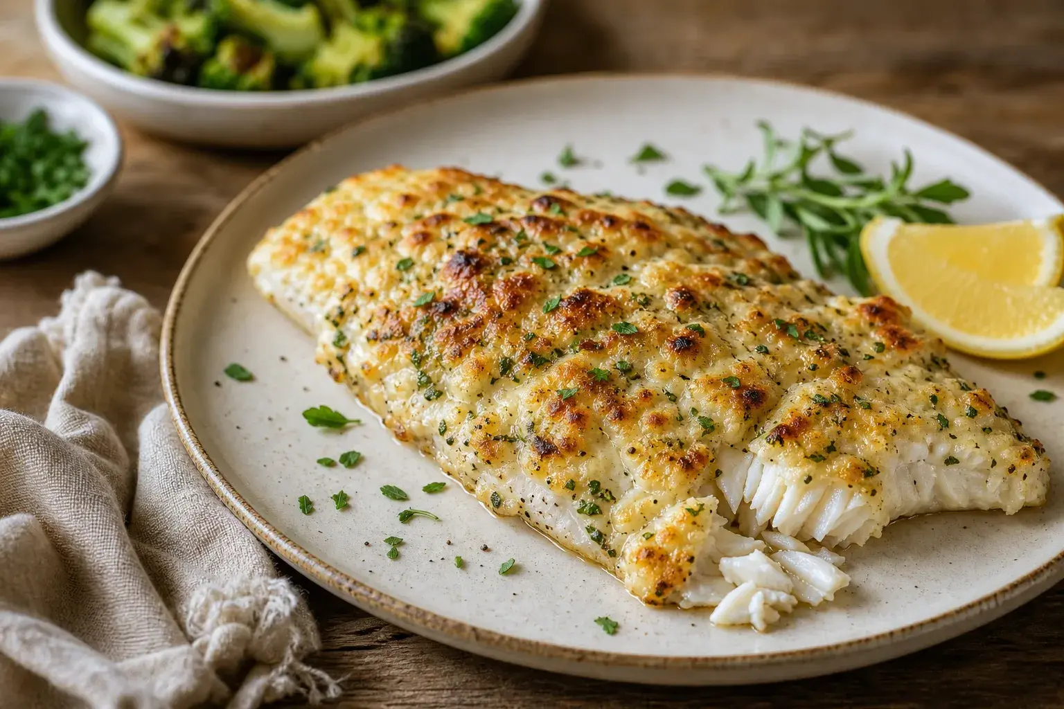 Image for: Succulent Baked Tilapia with Sour Cream Parmesan Crust