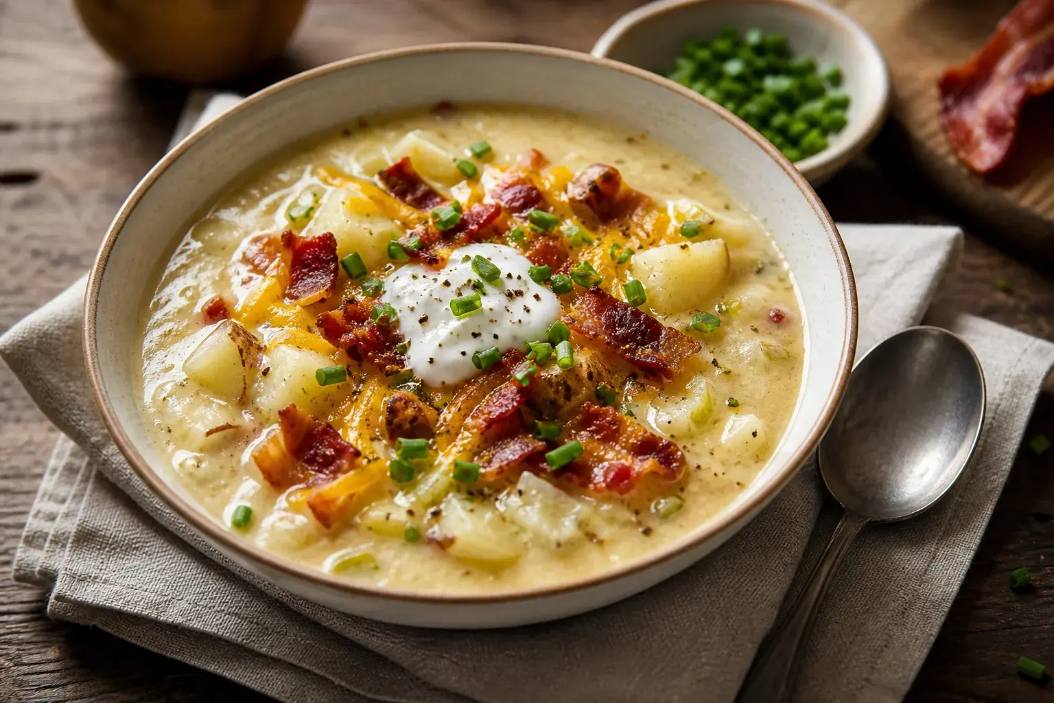 Image for: Lightened Loaded Baked Potato Soup